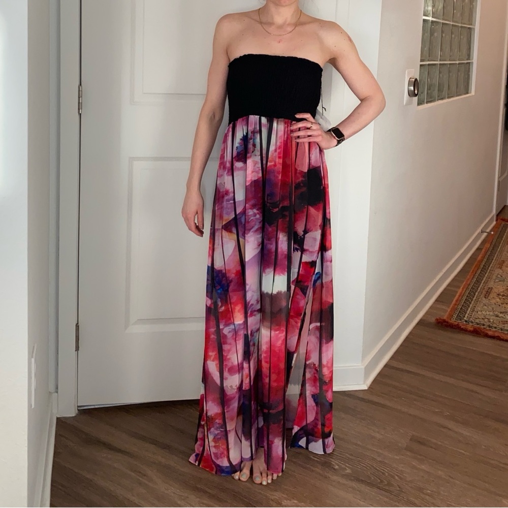 Simon Chang The Collection Floral Maxi Dress Size Medium NWT